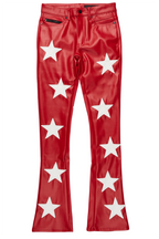 Steen Red PU Stacked Flare Jean