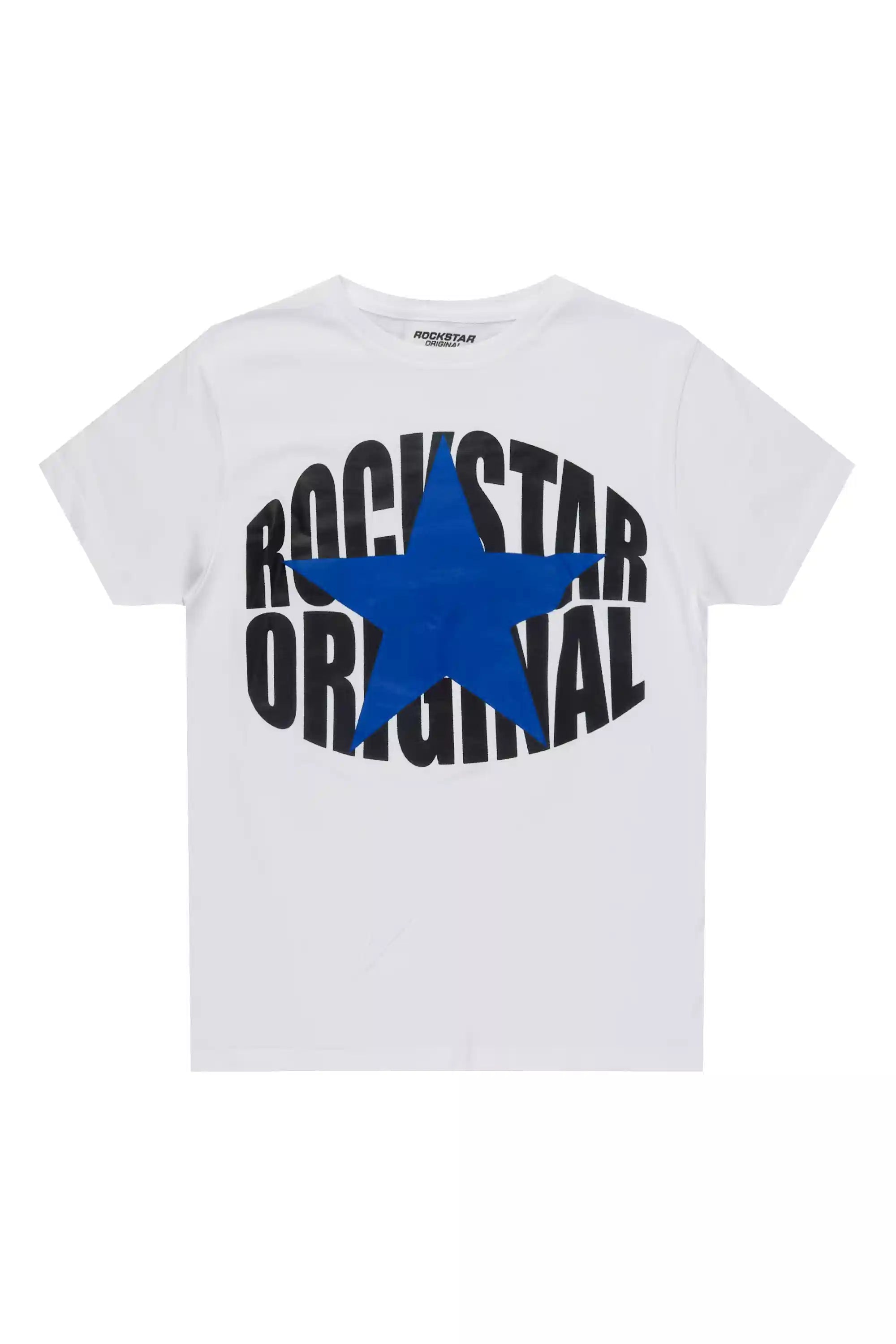 Boys Ezra 2.0 White/Royal Graphic T-Shirt