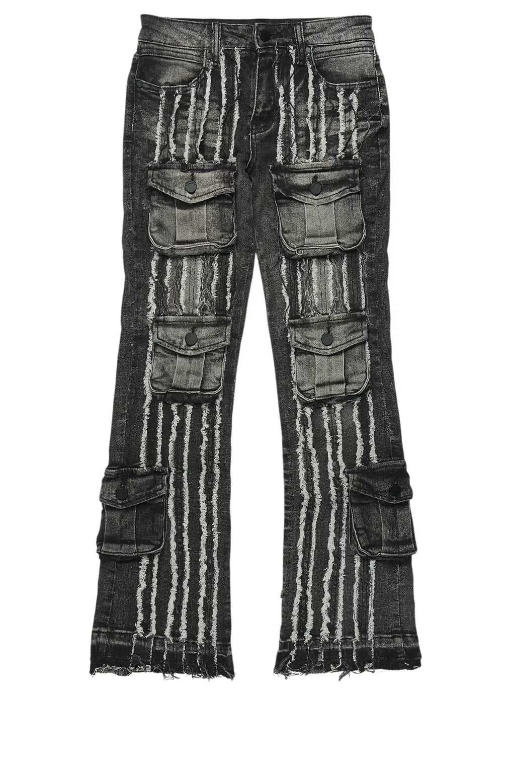 Boys Frey Black Stacked Flare Jean