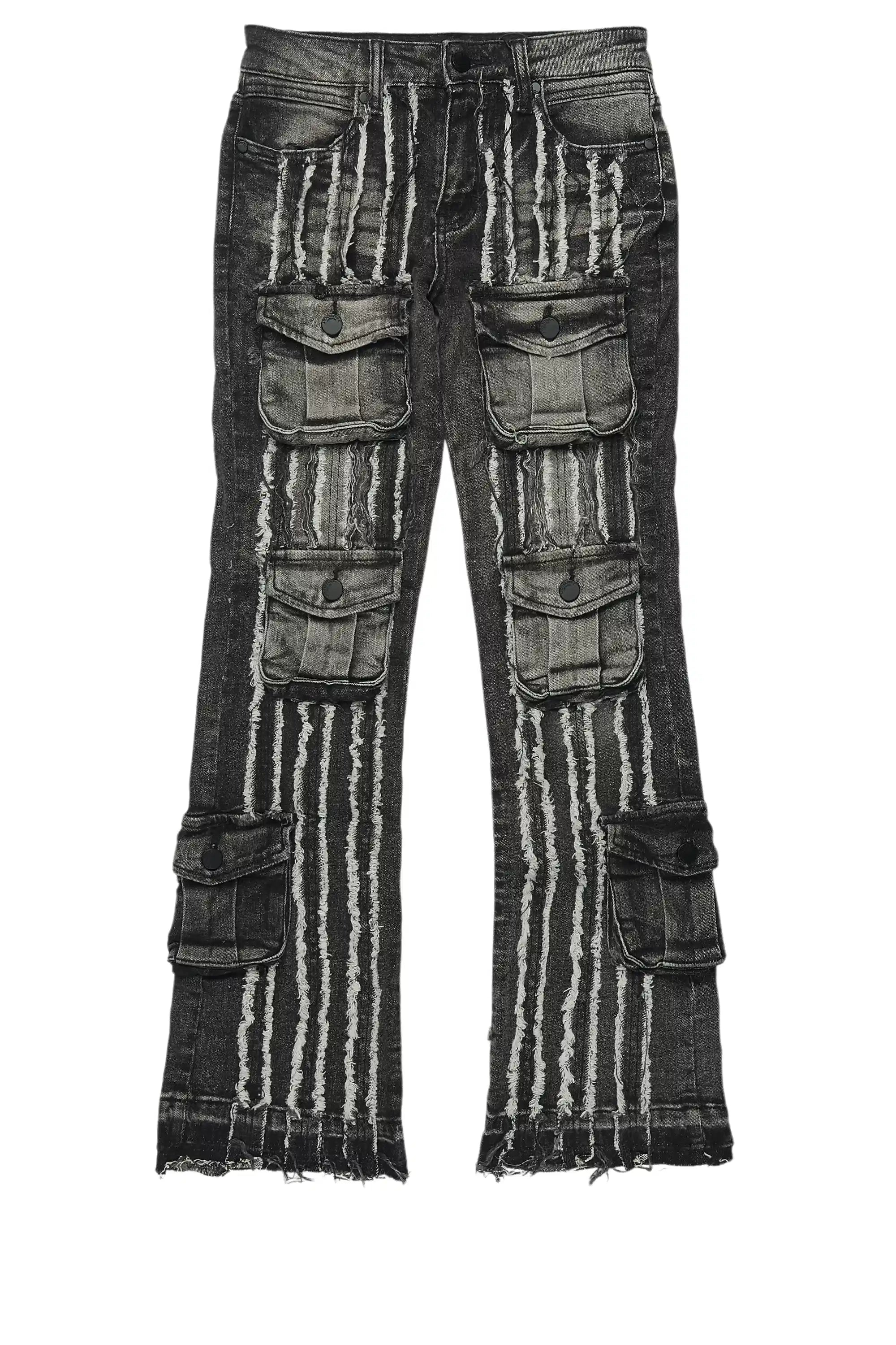 Boys Frey Black Stacked Flare Jean
