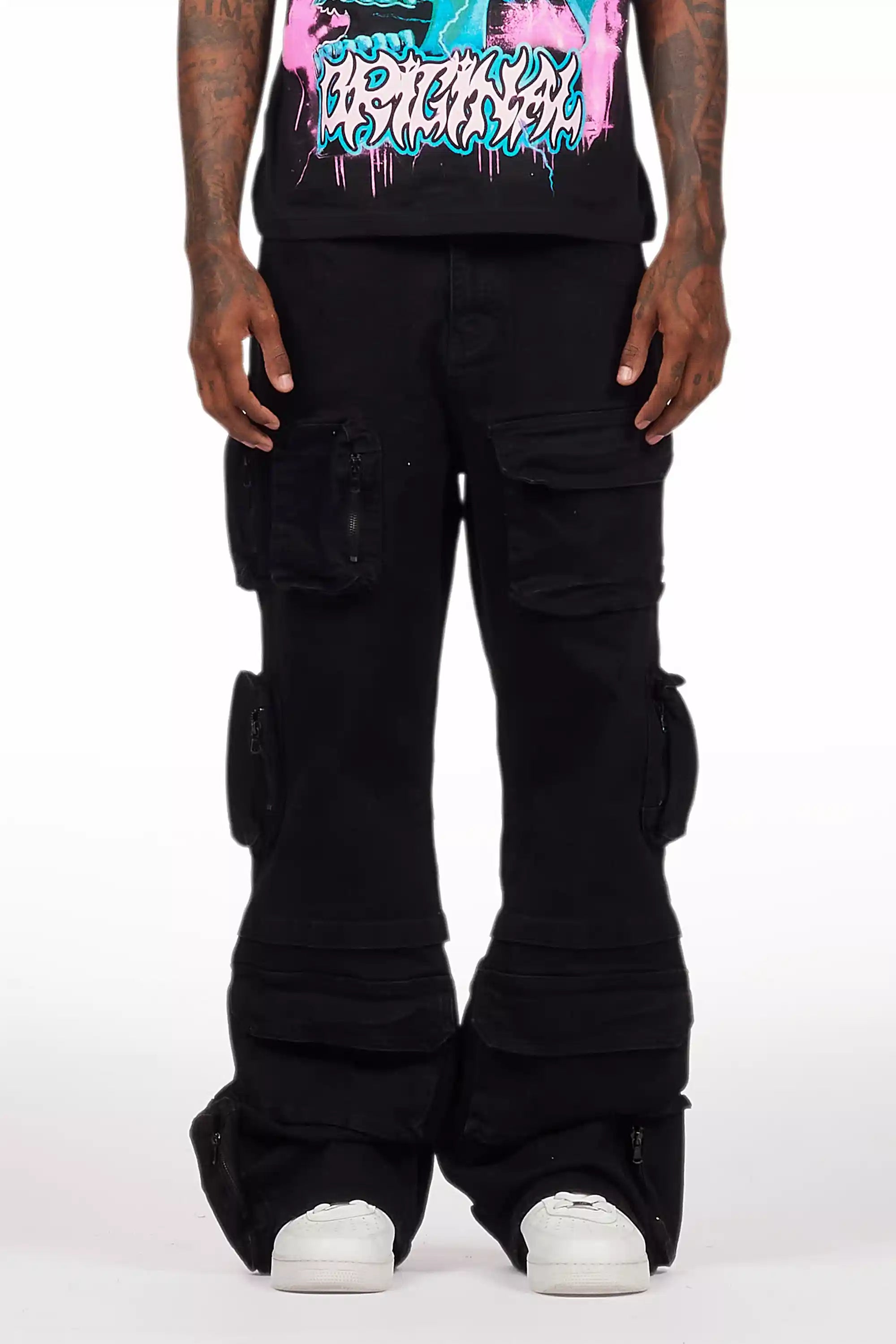 Pocketeer Black Baggy Cargo Fit Jean