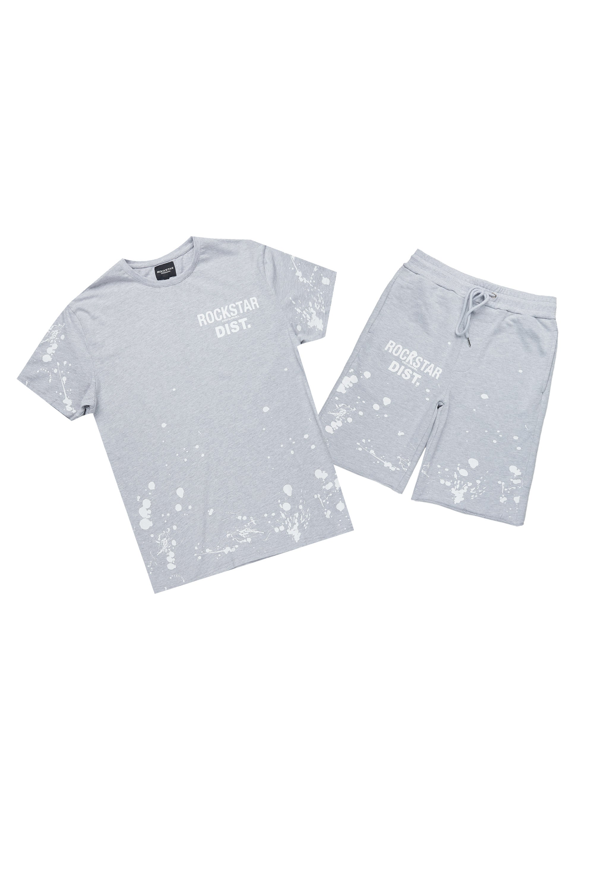Rafix Heather Grey Graphic T-Shirt Short Set