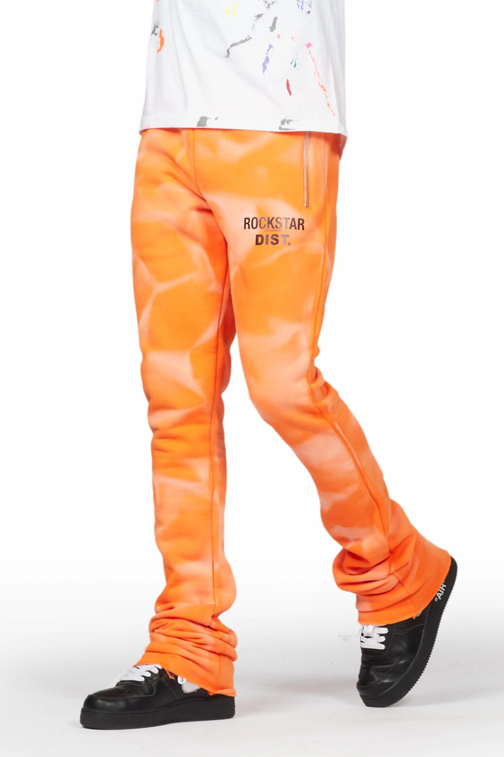 Mallor Orange Graphic Stacked Flare Pant