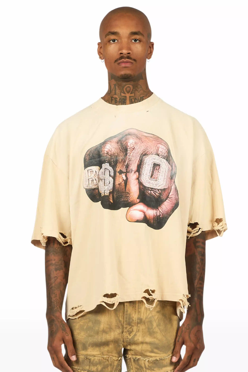 Janus Beige Boxy Crop T-Shirt