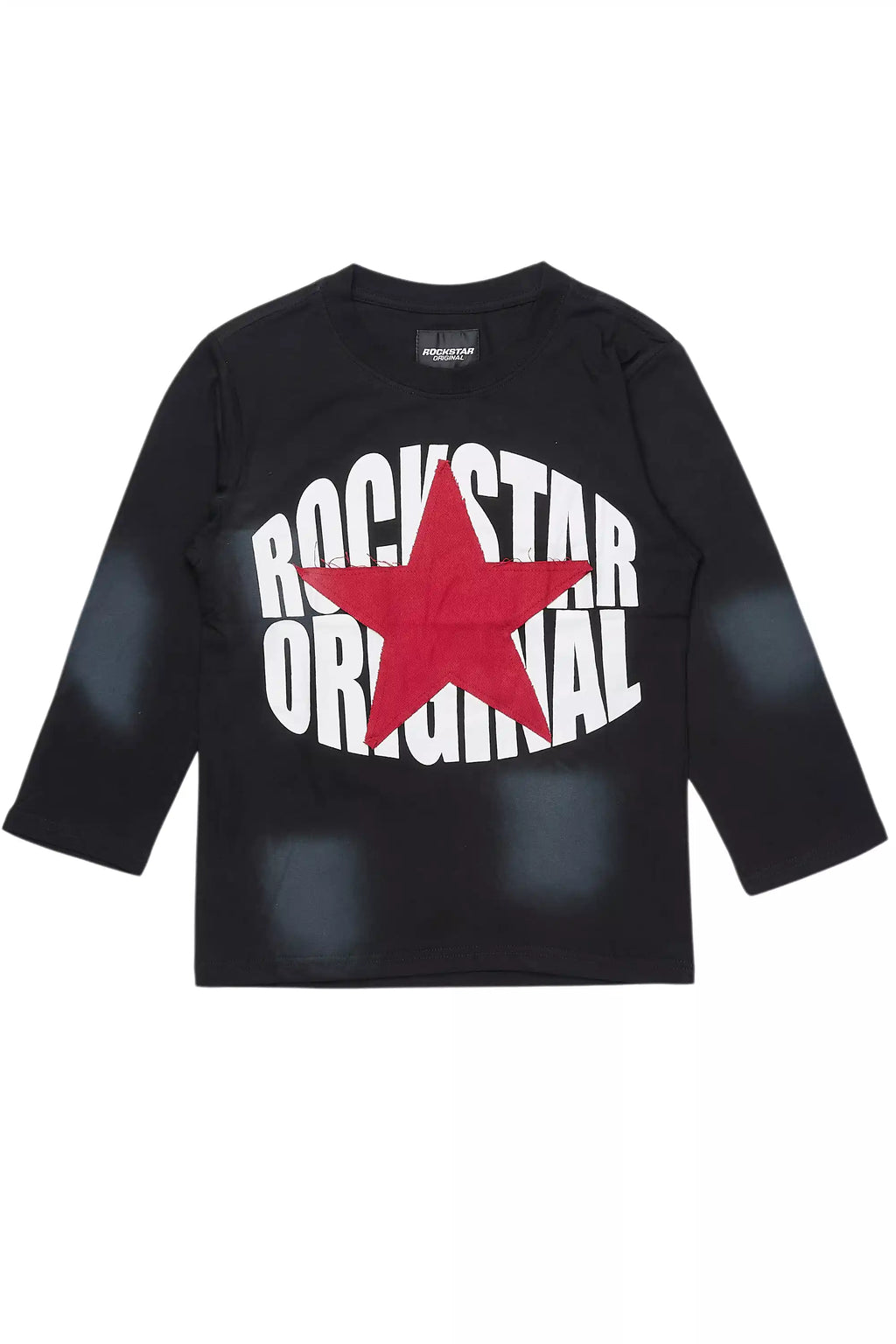 Boys State L/S  Black/Red Graphic T-Shirt with Patch