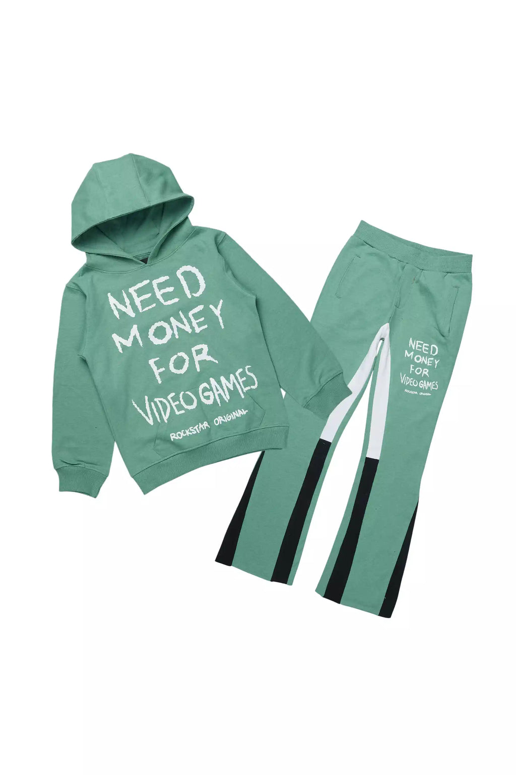 Boys M4 Video Games Sage/White Stacked Flare Track Set