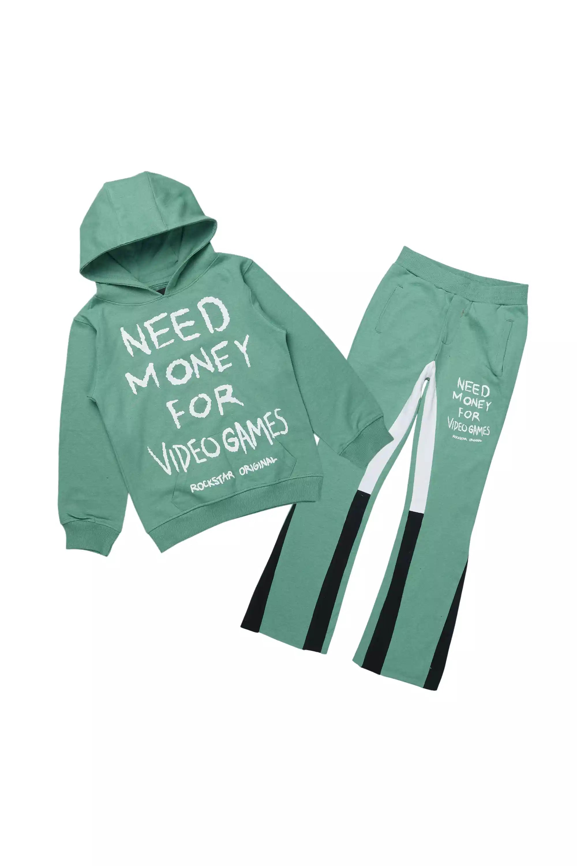 Boys M4 Video Games Sage/White Stacked Flare Track Set