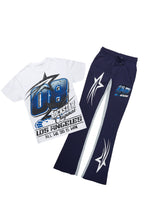 Kastell White/Navy T-Shirt/Stacked Baggy Track Pant Set