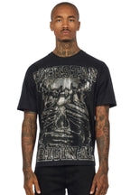 Move In Silence Black/Grey Graphic Rhinestone T-Shirt