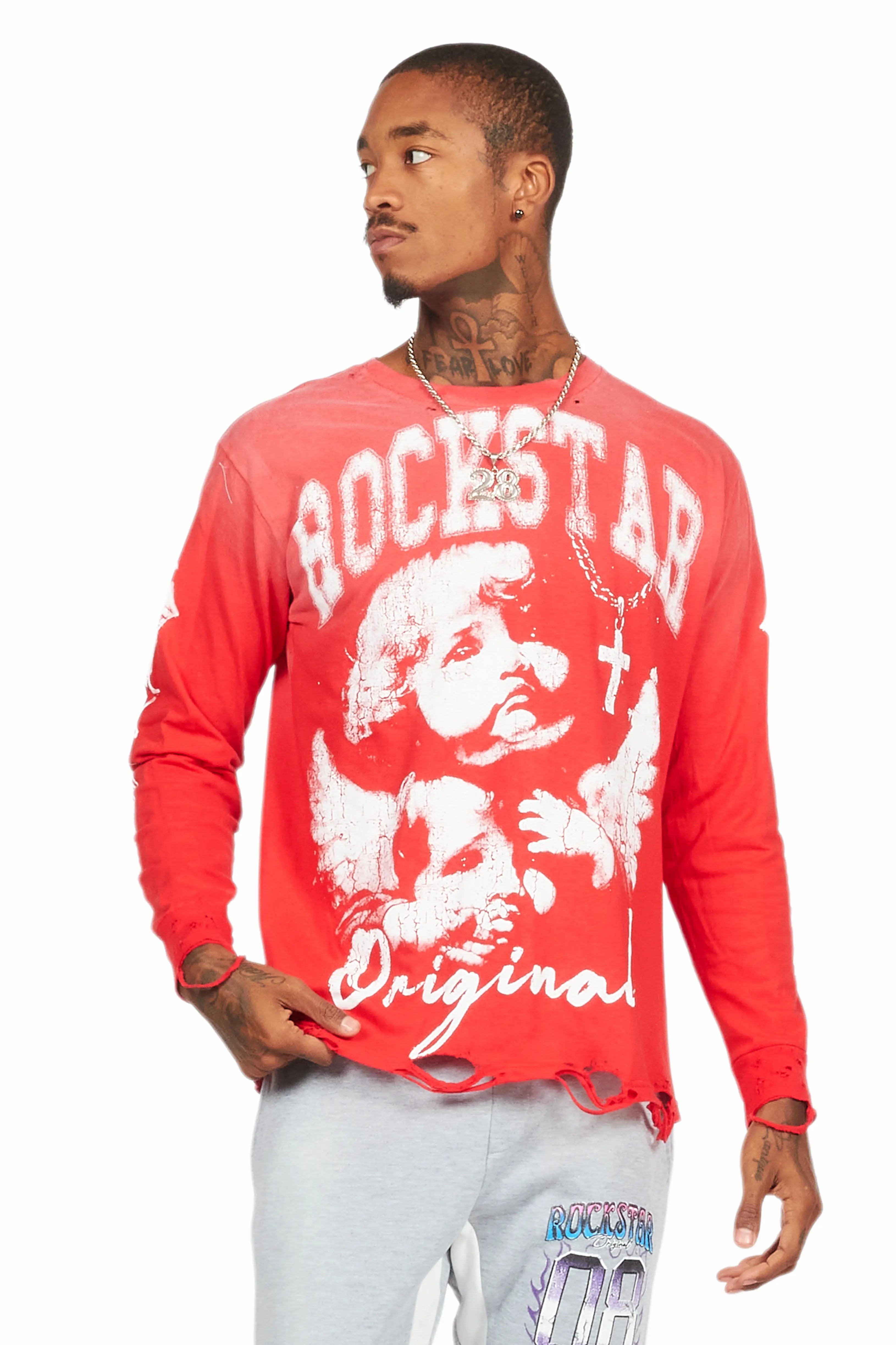 Deiter Red Long Sleeve Graphic T-Shirt