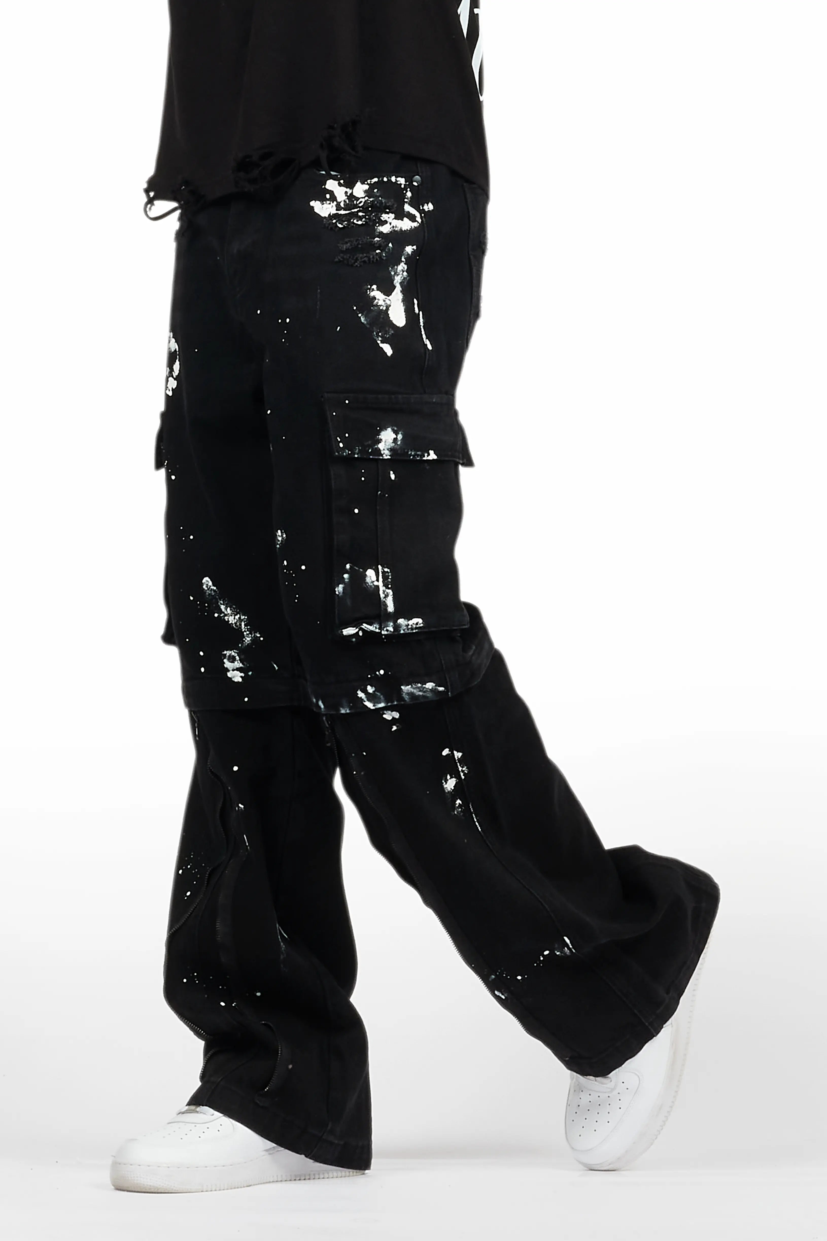 Rudo Black Painter Baggy Cargo Jean