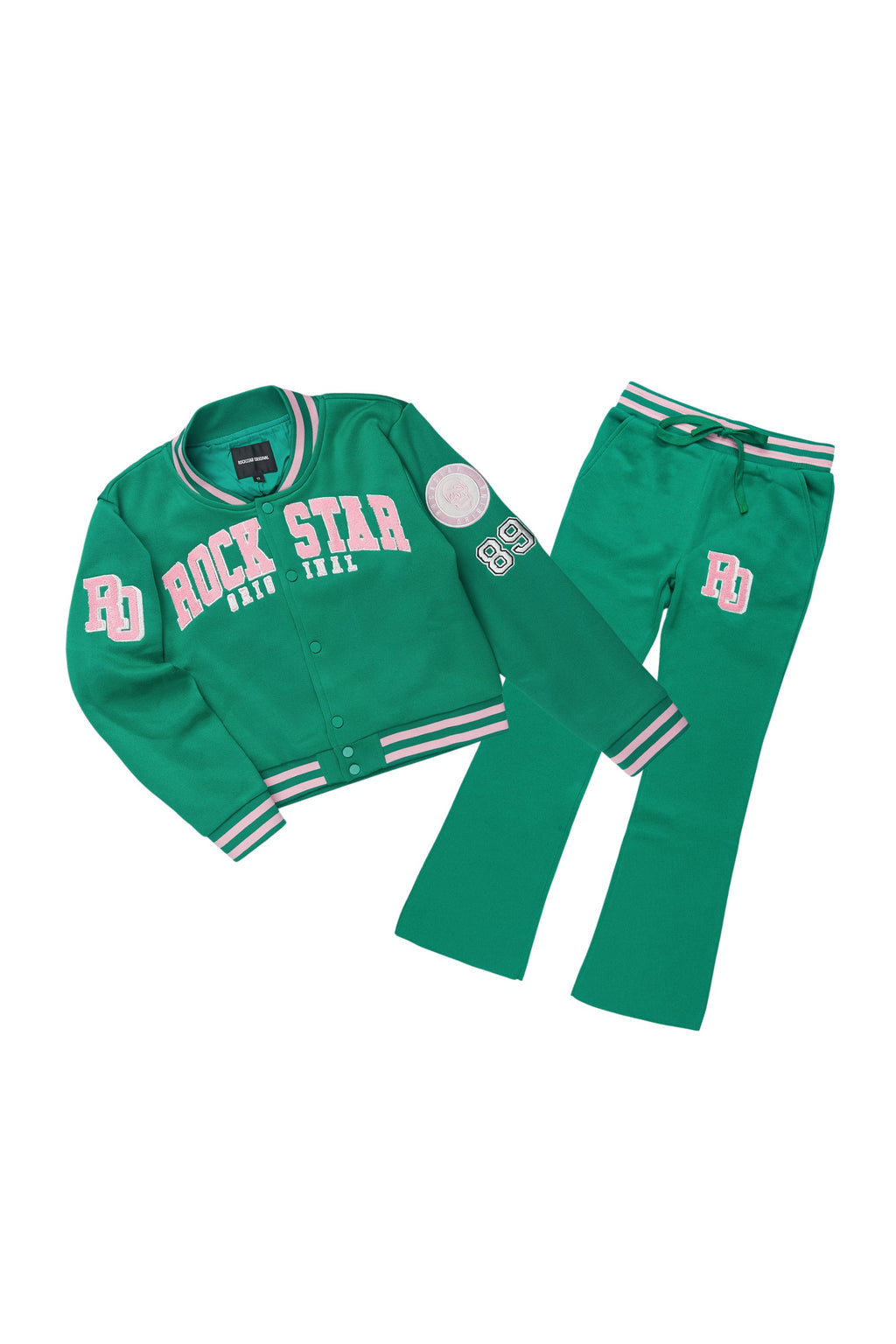 Girls Esmeralda Green Fleece Super Stacked Flare Track Set