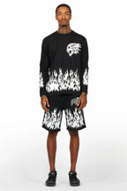 Bubble Black Long Sleeve T-Shirt Short Set