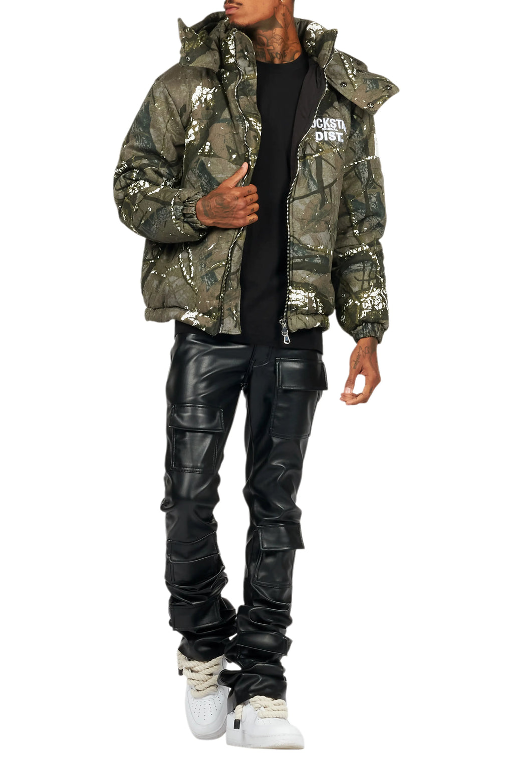 Bevis Grey Tree Camo Puffer Jacket