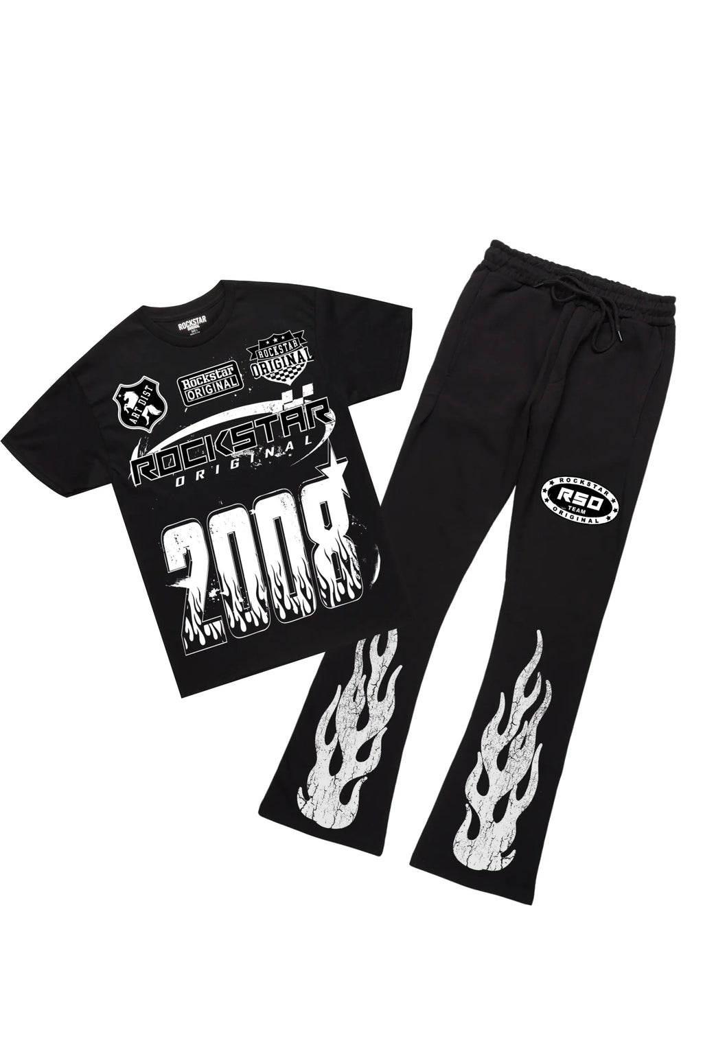 Amos Black/White T-Shirt/Stacked Flare Track Set