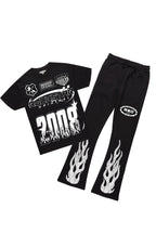 Amos Black/White T-Shirt/Stacked Flare Track Set