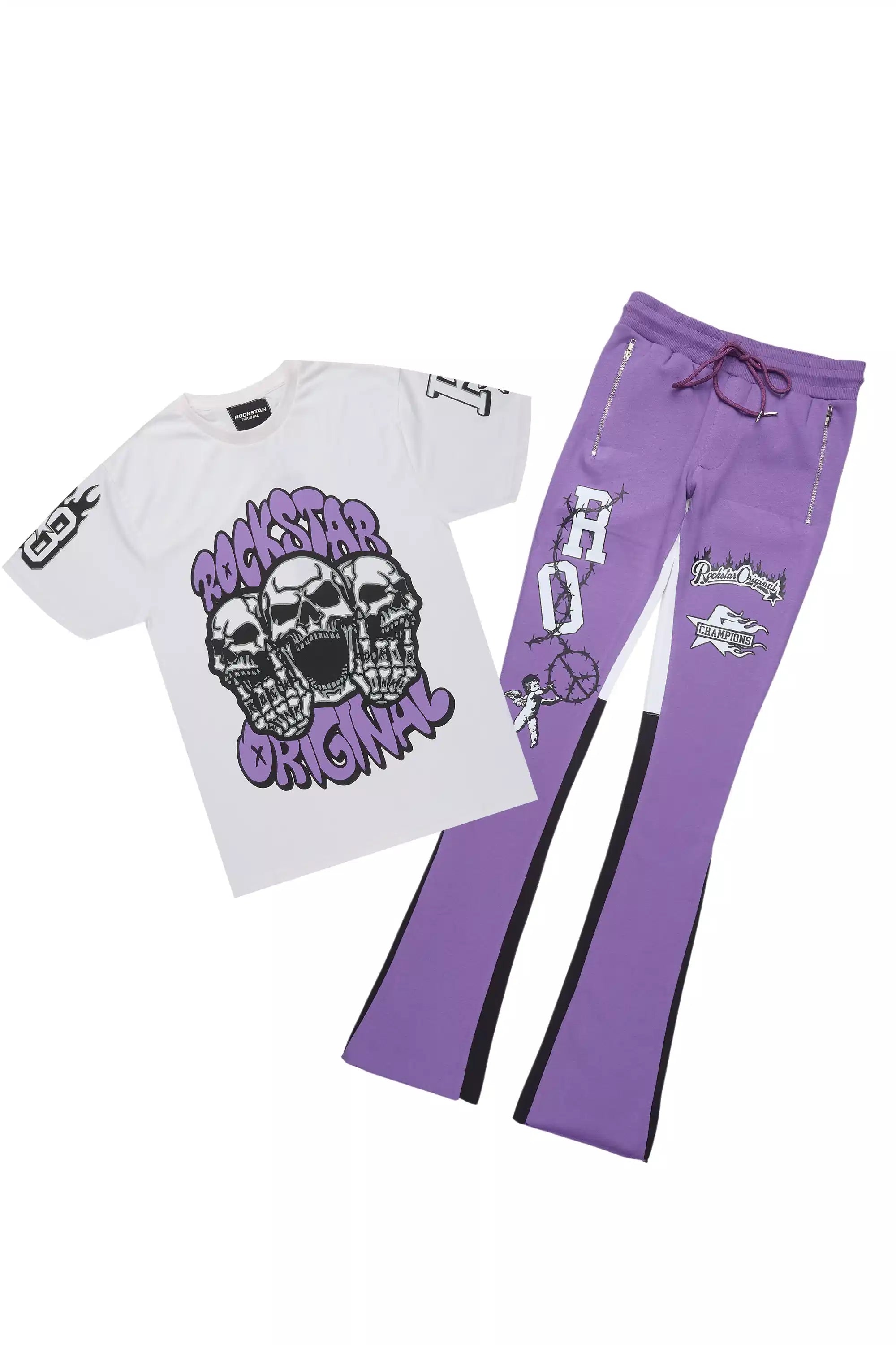 Rune Purple/White T-Shirt/Stacked Flare Track Set