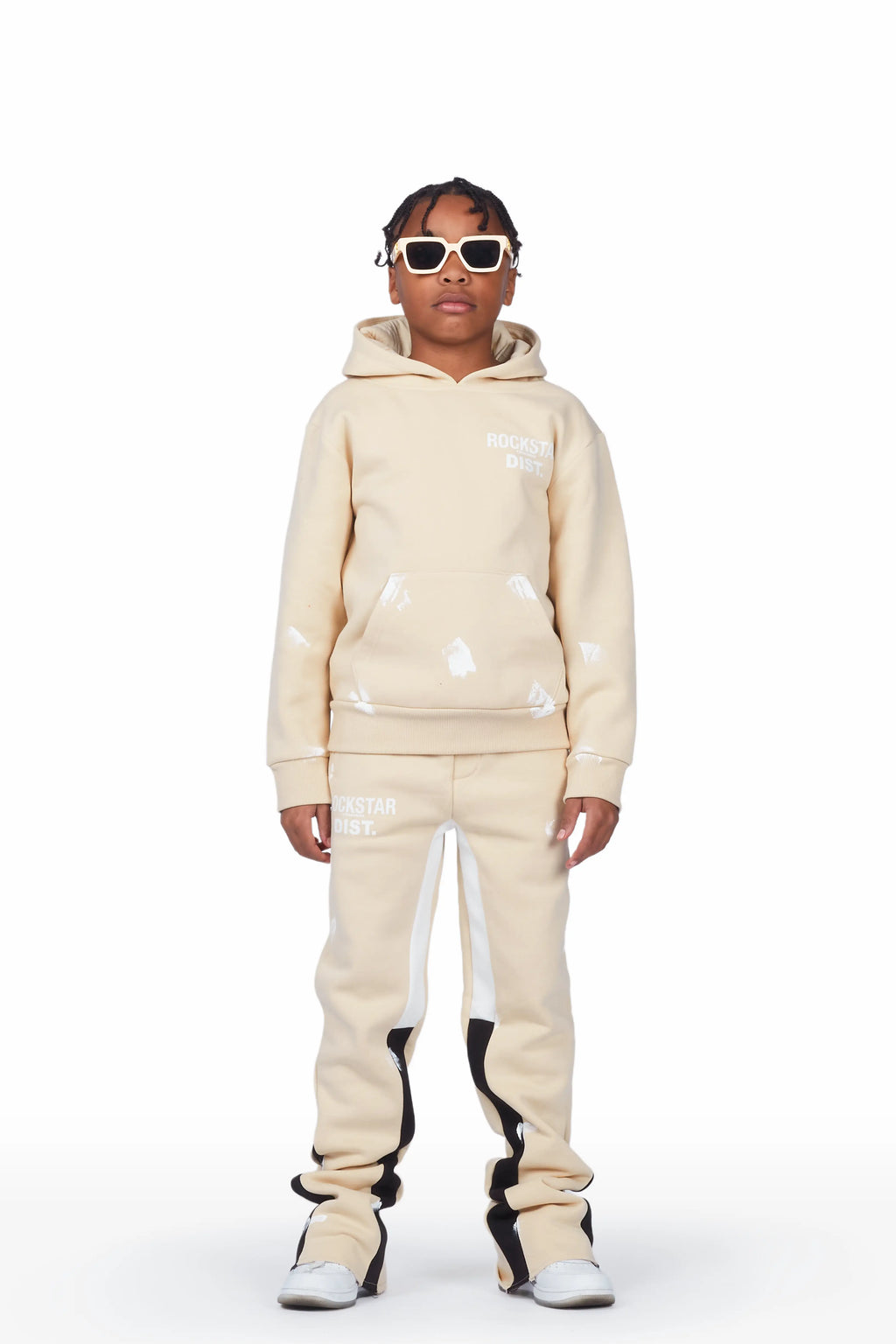 Boys Raffer Beige/Black Stacked Pant Set