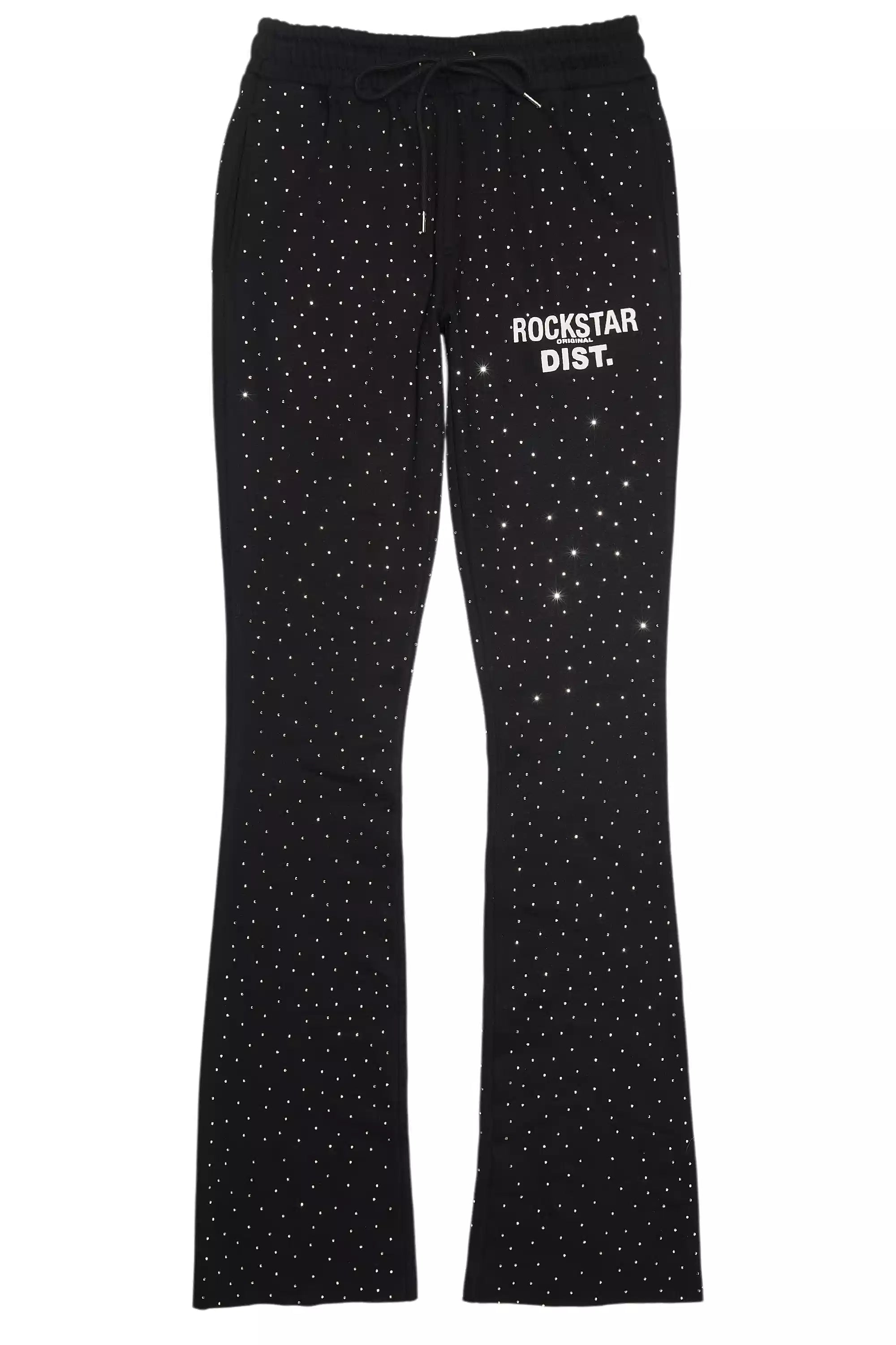 Alpine Rhinestone Black Stacked Flare Pant