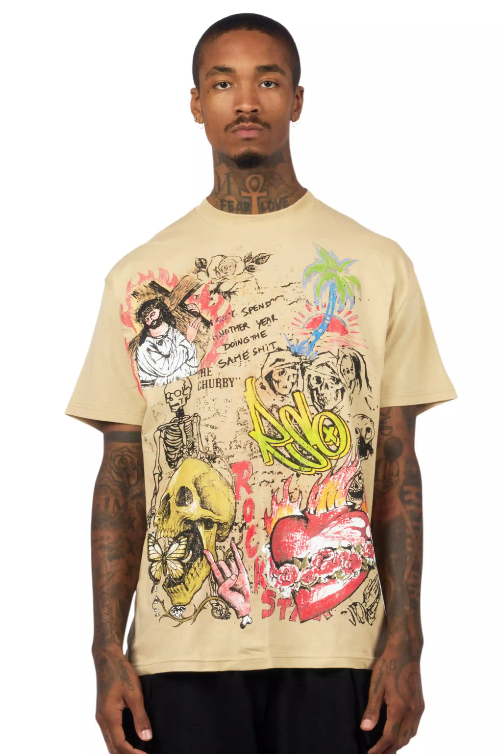 Zyver Beige Graphic T-Shirt