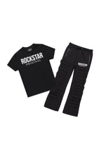 Boys Emilio Black T-Shirt Flare Sweat Pant Set
