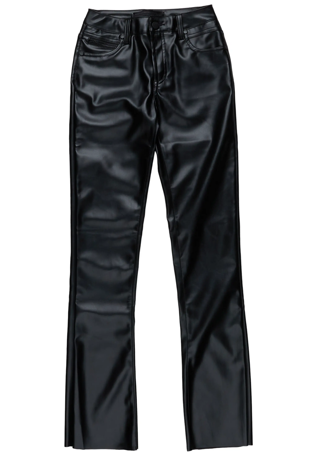 Boys Ricky Black PU Super Stacked Flare Jean