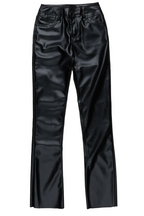 Boys Ricky Black PU Super Stacked Flare Jean