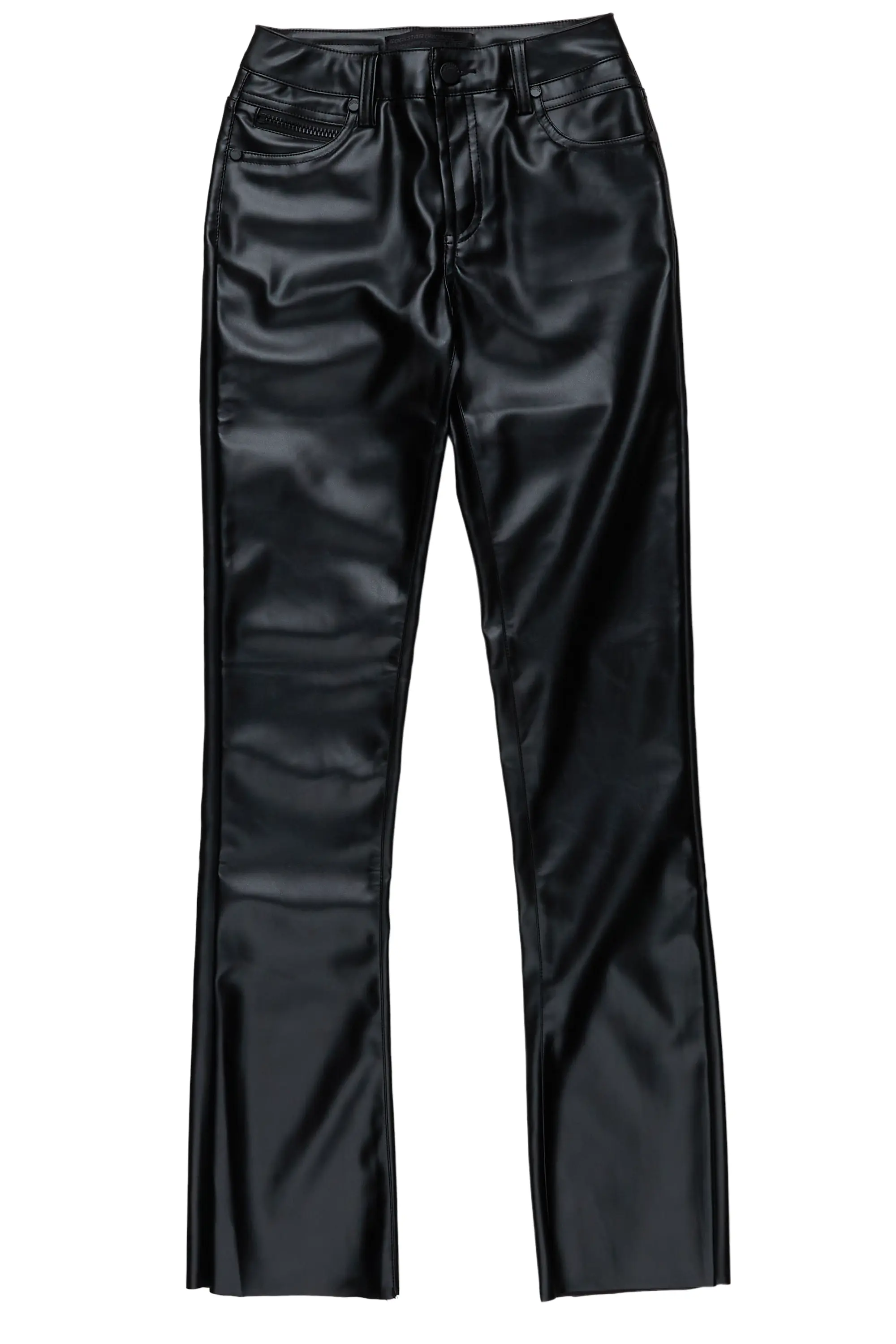 Boys Ricky Black PU Super Stacked Flare Jean