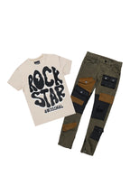 Boys Ward Beige T-Shirt/Patch Cargo Jean