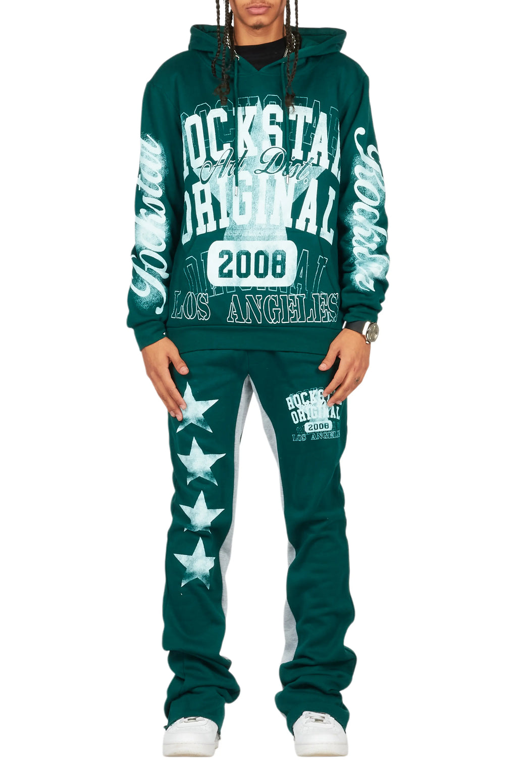 Greil Dark Green Hoodie/Baggy Track Pant Set