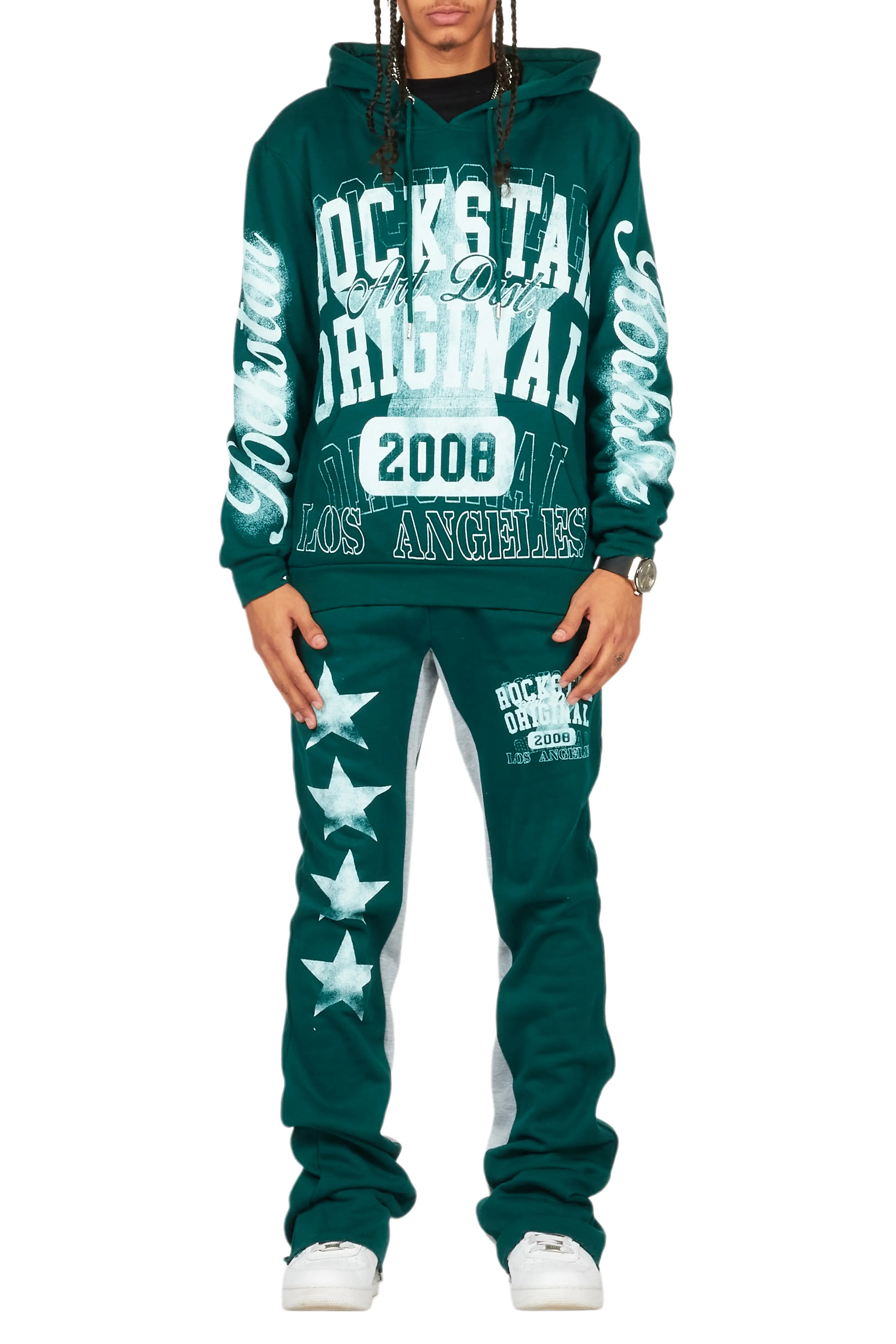 Greil Dark Green Hoodie/Baggy Track Pant Set