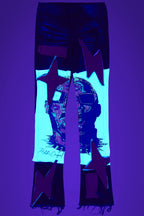 Savage Black/Red Patchwork Stacked Flare Jean