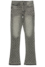 Glit Grey Rhinestone Stacked Flare Jean