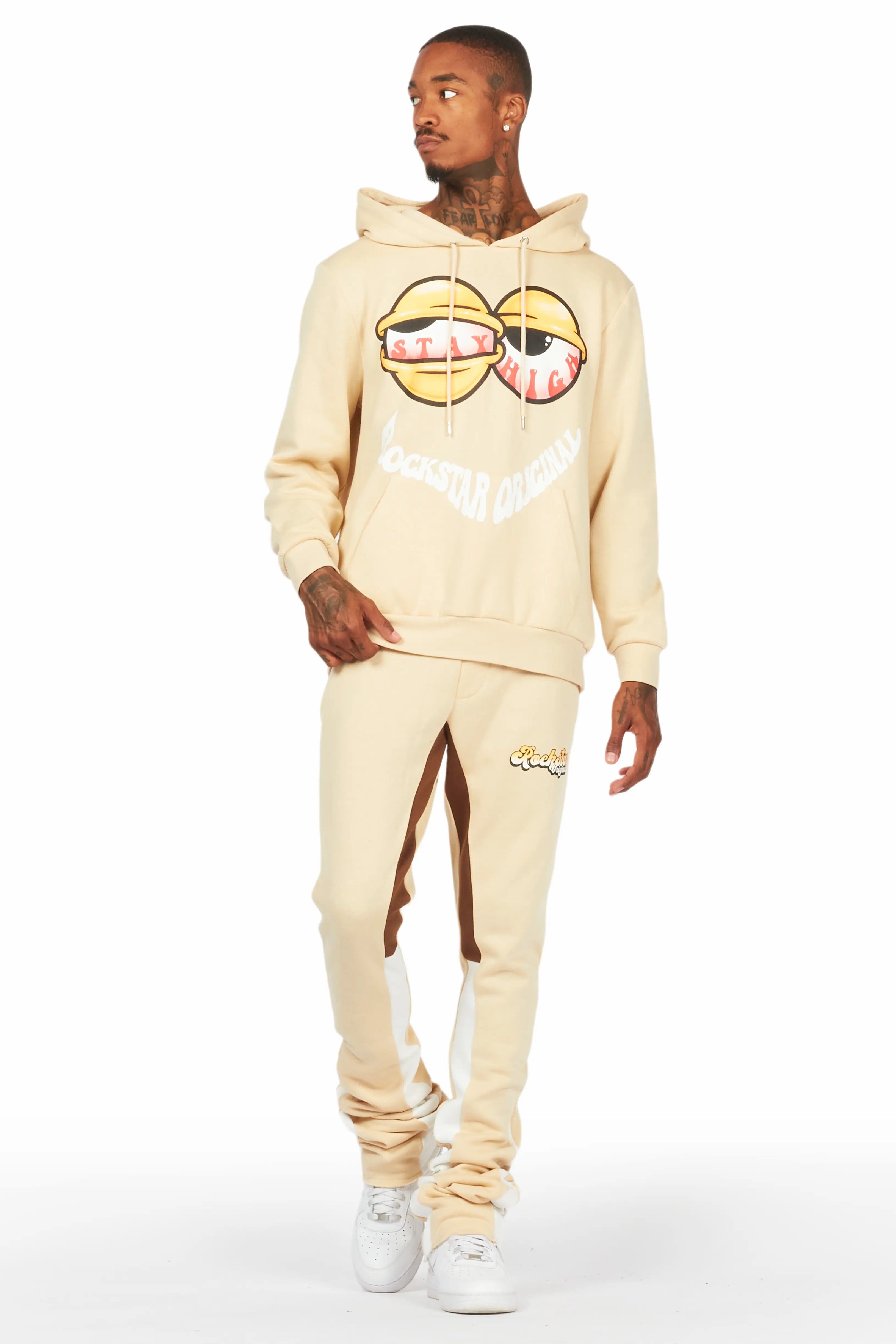 Highya Beige Super Stacked Flare Track Set