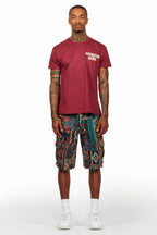 Lake Burgundy T-Shirt/Tapestry Short Set