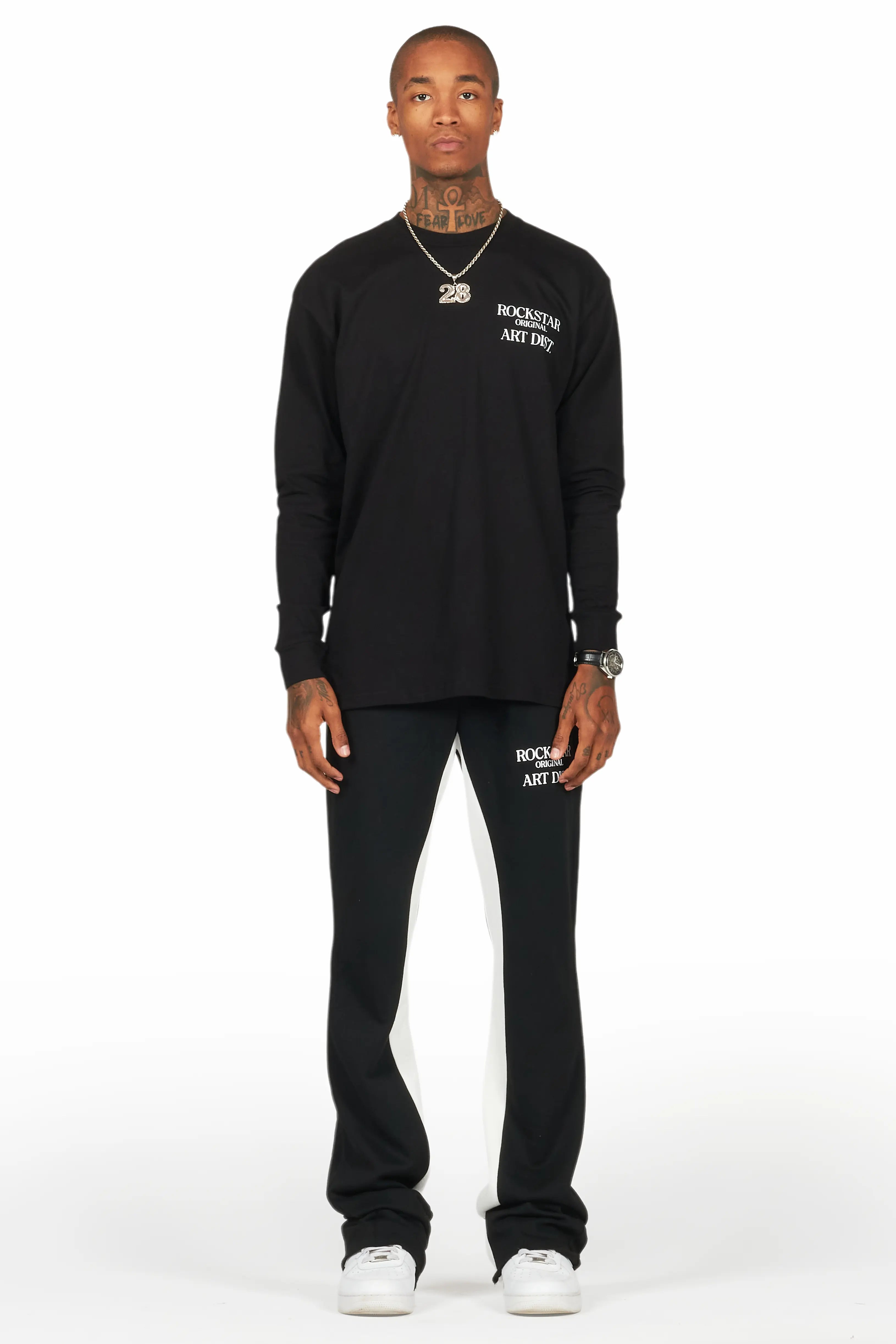 Briggs Black Long Sleeve T-Shirt/Baggy Pant Set