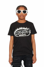 Boys Bakari Black Graphic T-Shirt