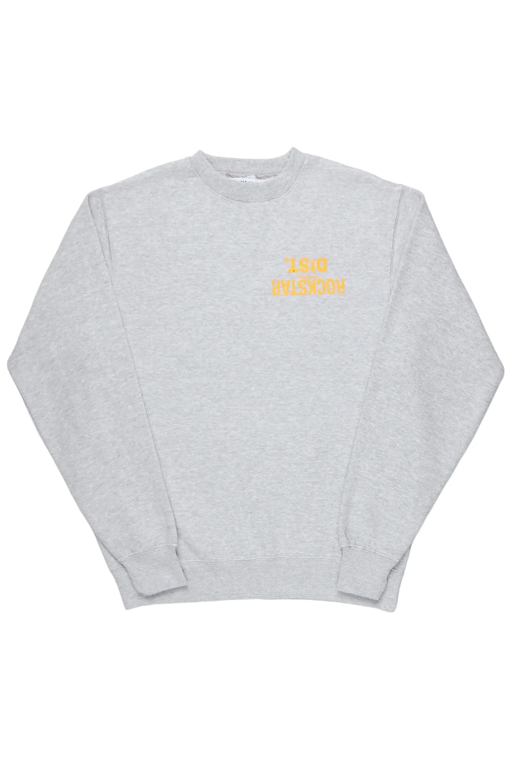 Dist. Town Heather Grey/Yellow Graphic Crewneck