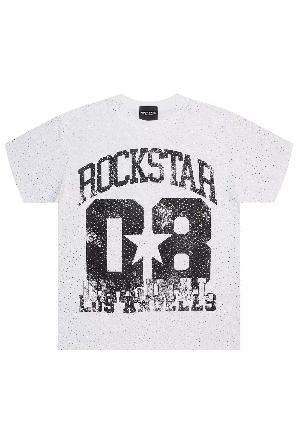 Flamur White Graphic Rhinestone T-Shirt