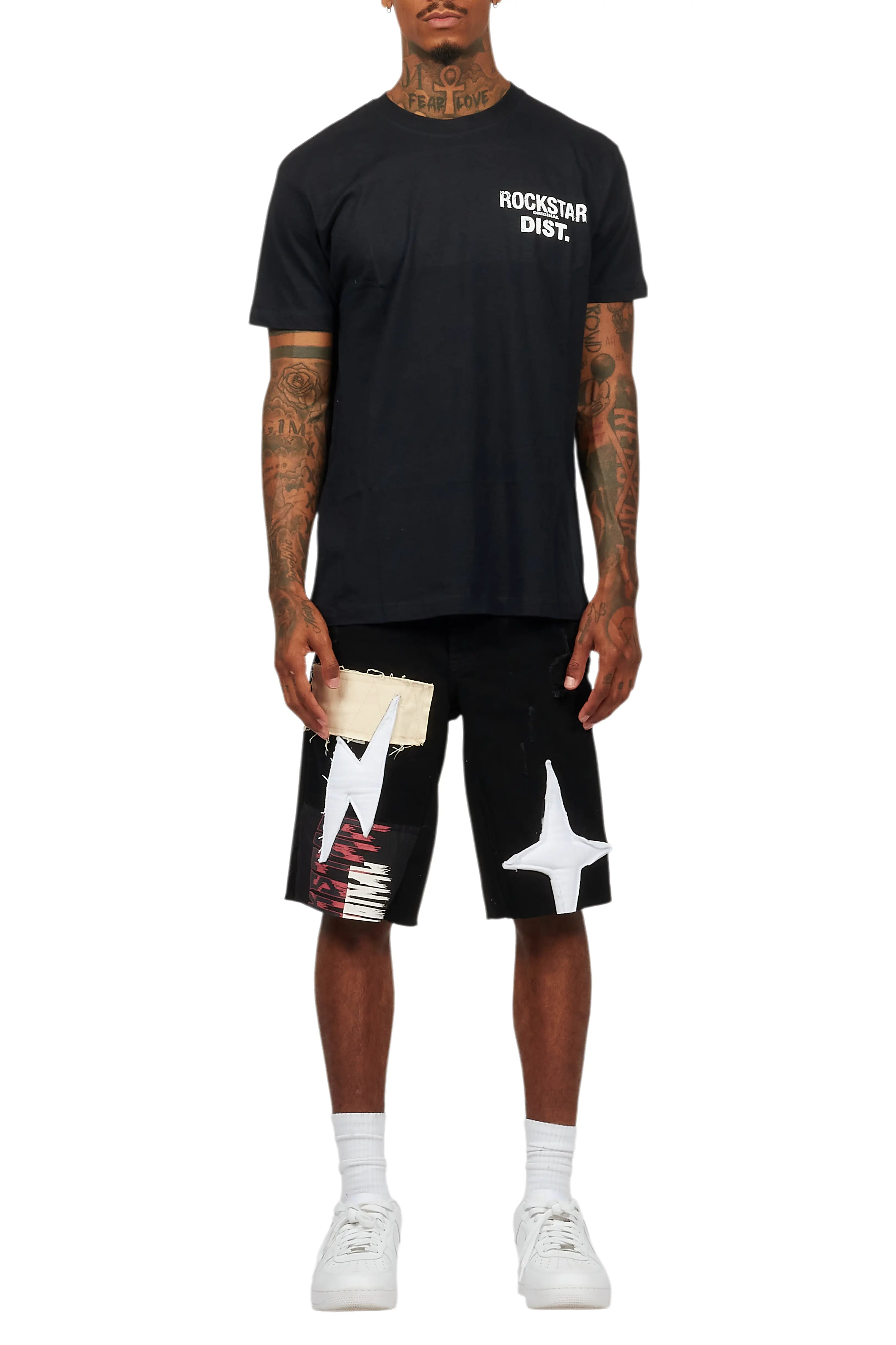 Carlin Black T-Shirt/Denim Short Set