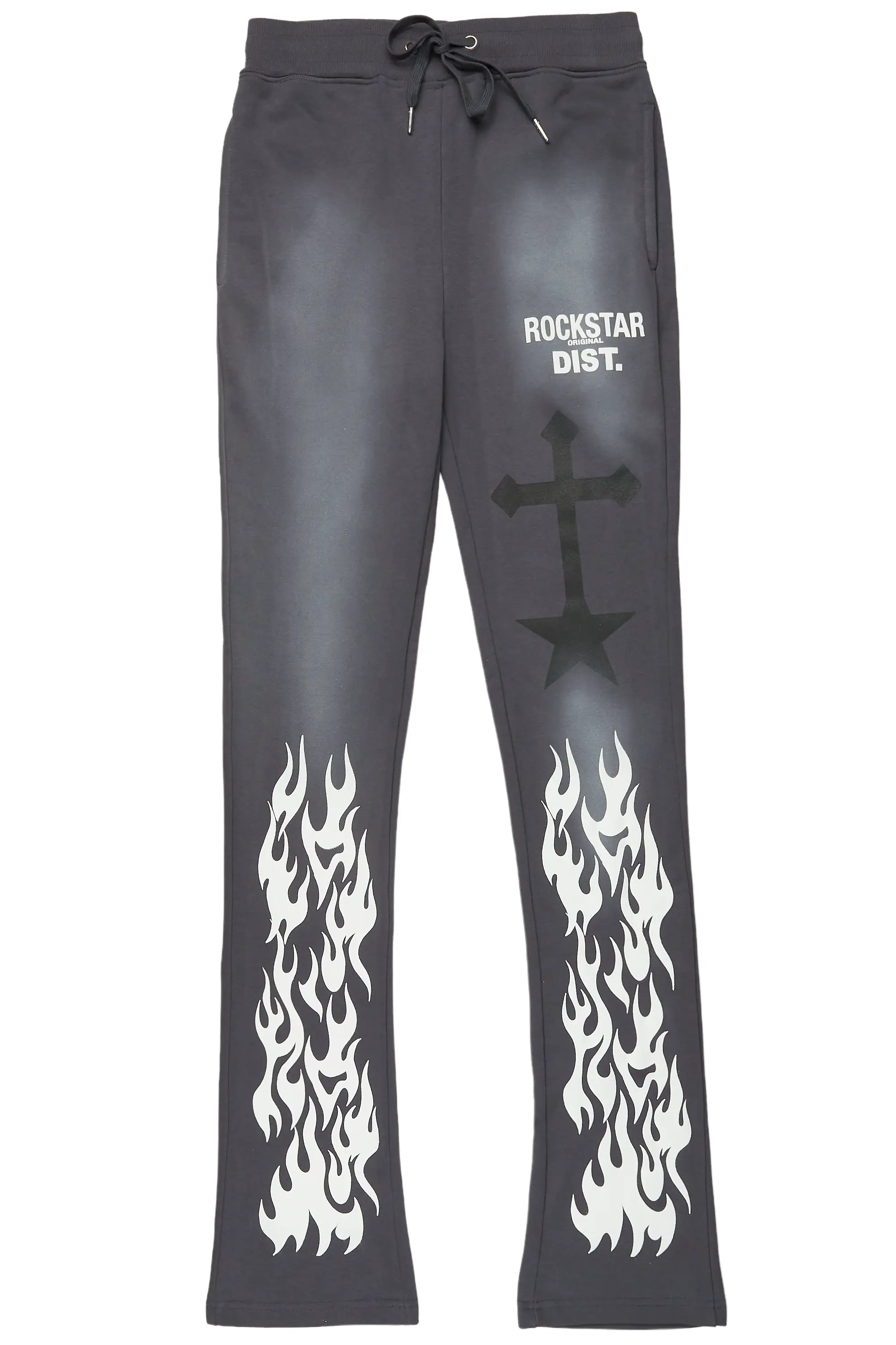 Damini Charcoal Patchwork Stacked Flare Pants