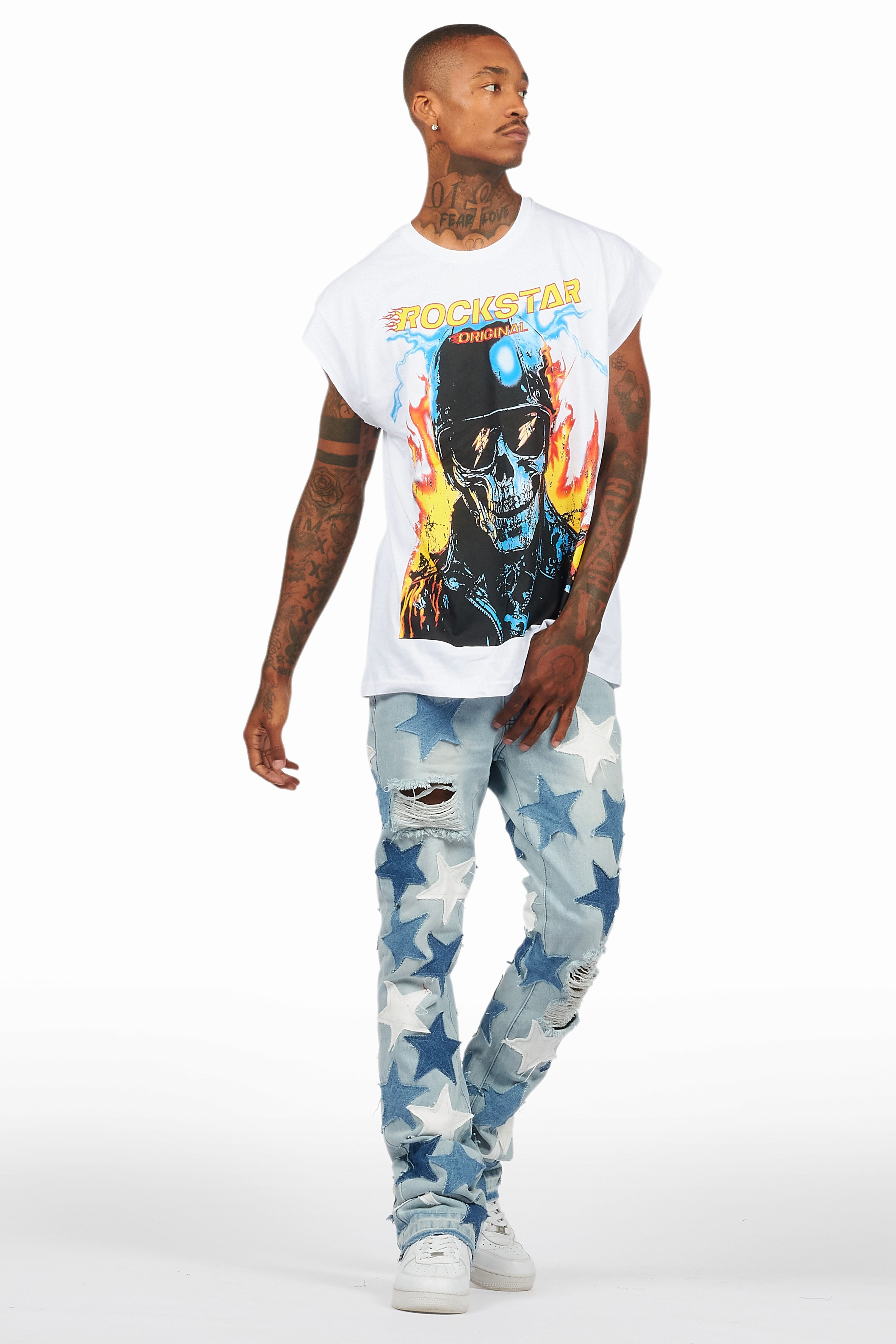 StarLane Light Blue Stacked Flare Jean