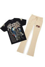 Danby Black/Beige T-Shirt/Baggy Pant Set