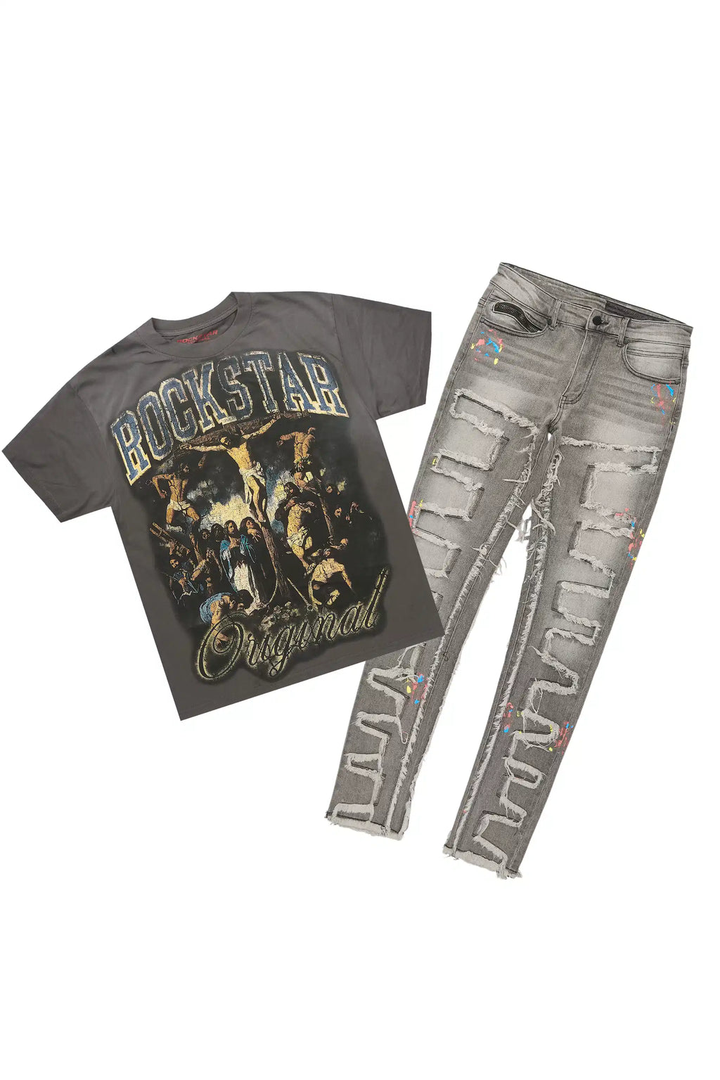 Waller Vintage Grey T-Shirt/Slim Jean Bundle