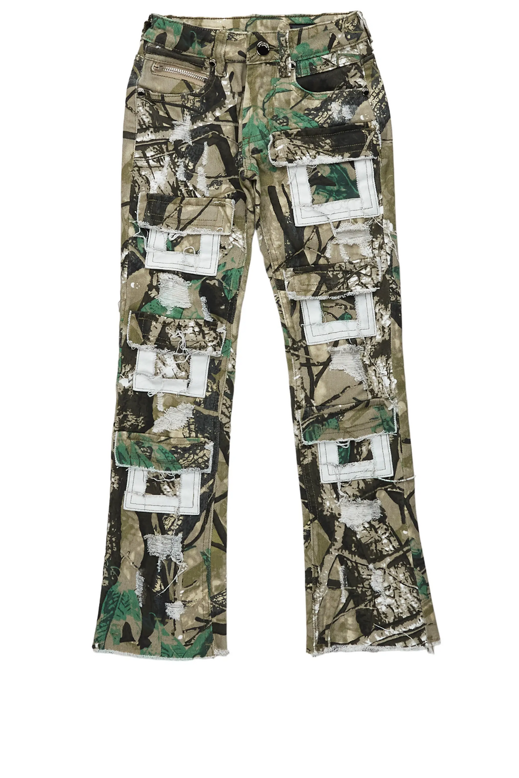 Girls Aalia Tree Camo Super Stacked Flare Jean