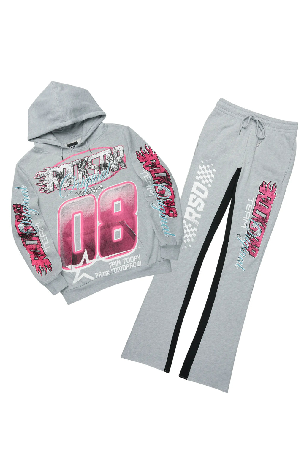 Theo Heather Grey Hoodie/Baggy Fit Track Pant Set