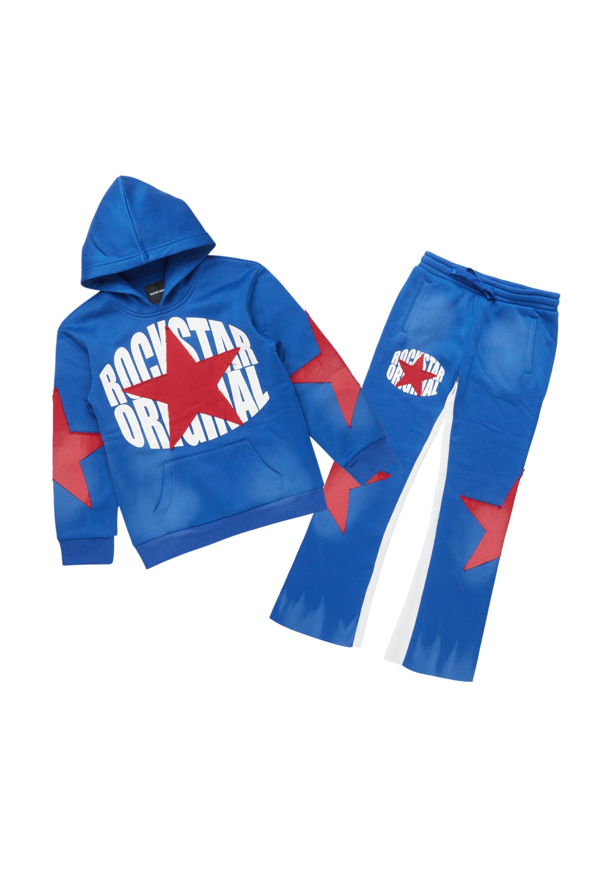 Boys States 2.0 Royal/Red Stacked Hoodie Track Set