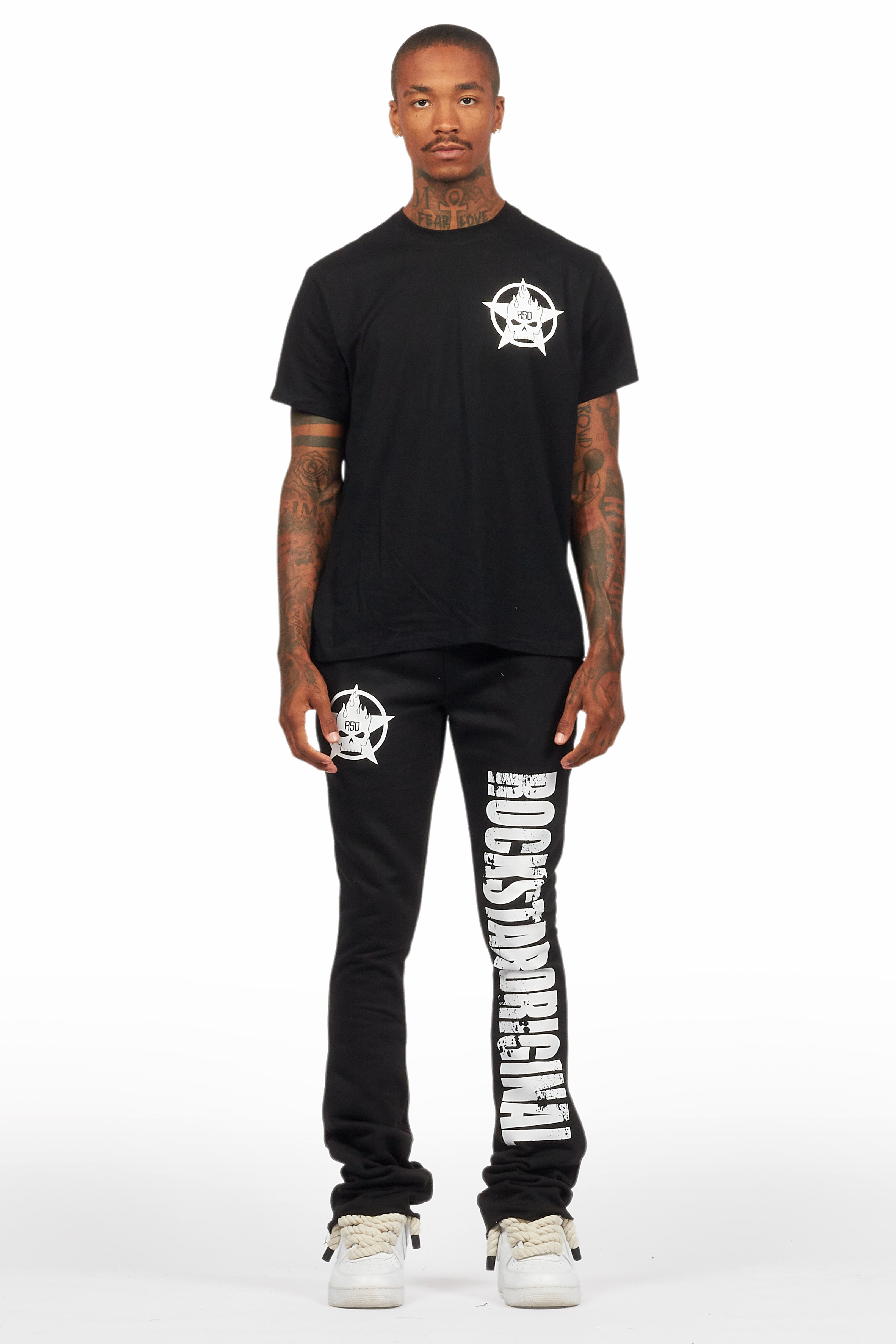 Keve Black T-Shirt Stacked Flare Track Set