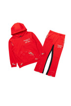 Boys Rockstar Art Dist Red/White Stacked Baggy Track Set
