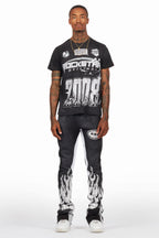 Amos Black T-Shirt/Stacked Flare Track Set